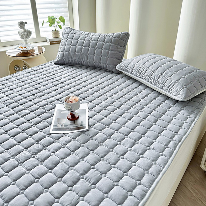 Roomxyd 침대패드 매트리스 커버 사계절 누빔 매트리스 방수커버 방수패드 고정밴드형, 그레이