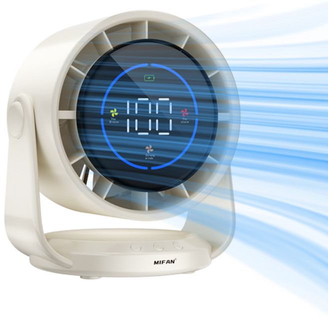 MIFAN 무선 무소음 탁상용 선풍기 미니 파워 서큘레이터, 화이트