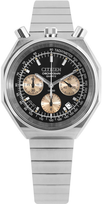 CITIZEN 星辰錶 三眼計時 復古牛頭 日期 日本機芯 不鏽鋼手錶 黑色 AN3700-54E 38mm