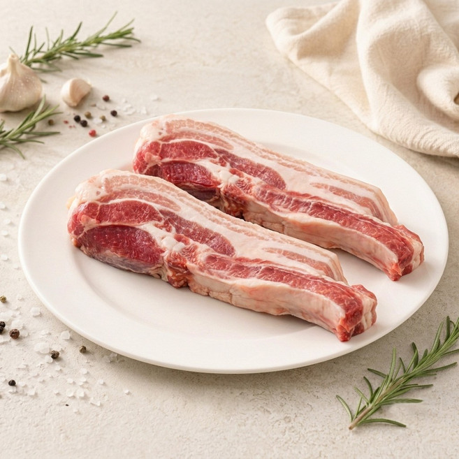 [당일생산]한돈 냉장 뼈 삼겹살 통 삼겹살 구이용 바베큐용, 1개, 1.2kg