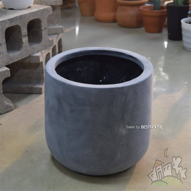 [ON디자인] FRP 대형화분 단지형 HP1087 D34 34x33cm 네추럴시멘트 수반, 물구멍X