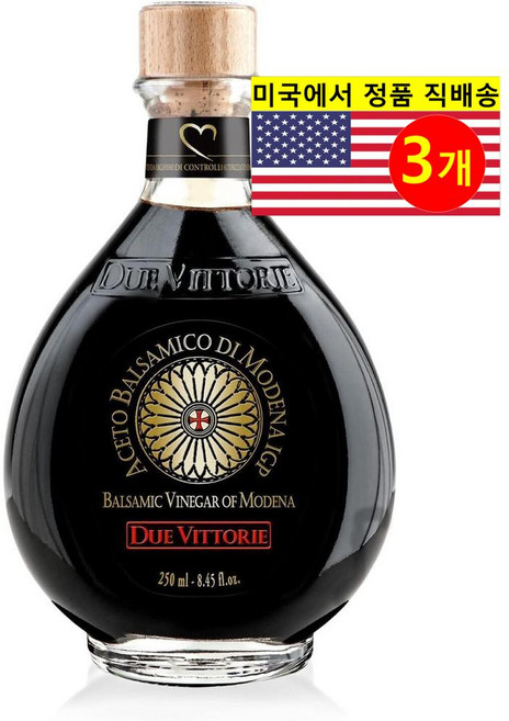 Due Vittorie 이태리 전통 모데나 오로 골드 IGP 발사믹 식초 250ml 1개, 3개