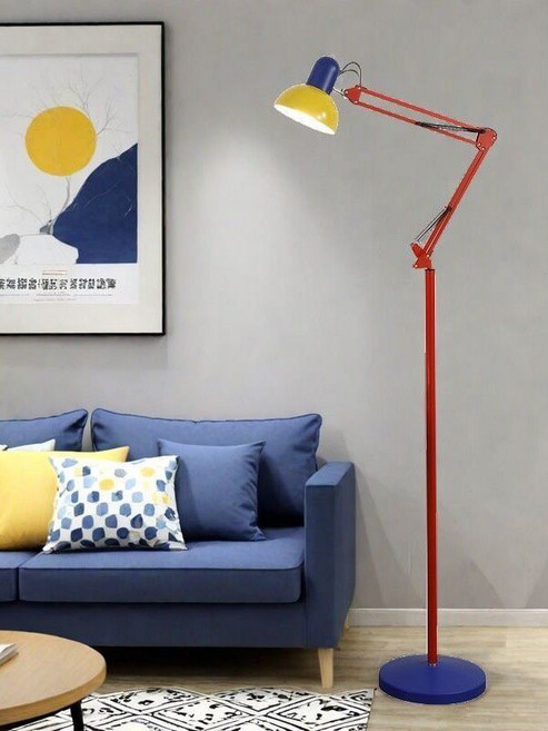 孟菲斯風格 撞色氛圍落地燈 160cm 高低調節 金屬材質, 如圖所示