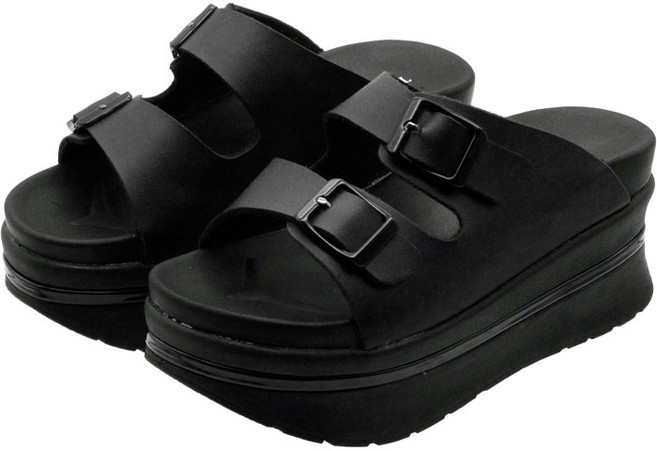 PKS까망버클통굽슬리퍼 여성 발편한 7cm 통굽 쿠션