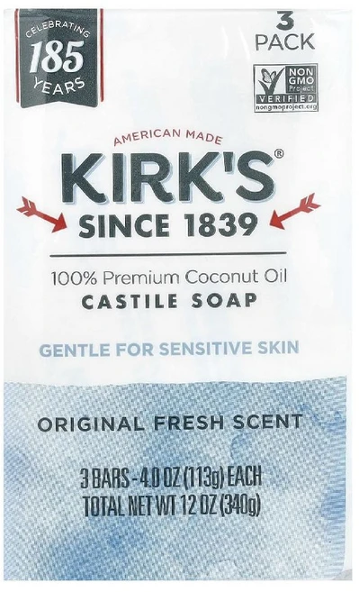 커크스 프리미엄 코코넛 캐스틸 비누 시트러스 트위스트 113g 민감 피부용 천연 코코넛 오일 바솝 (원산지 미국), 오리지널, 3개 - 쿠팡