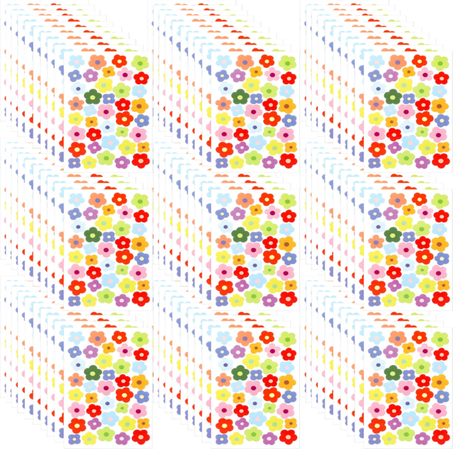 스노벨 1470PCS 미니 꽃 스티커 30장 세트, 3세트, 혼합(S744)30장