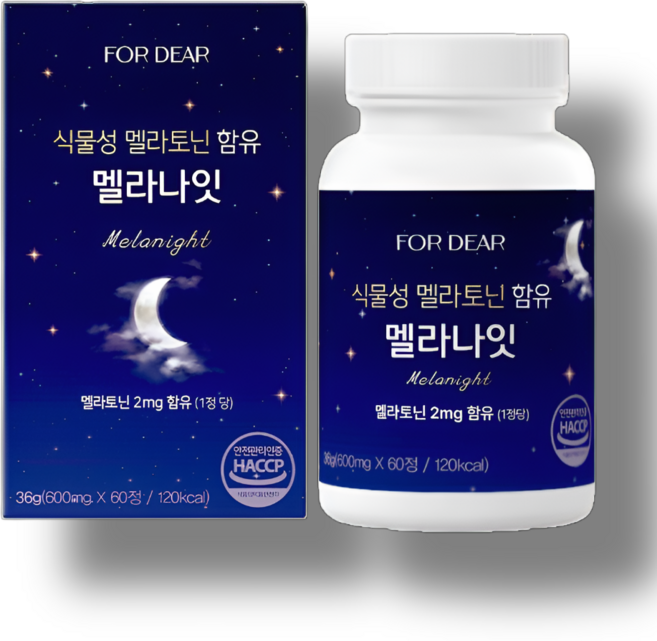 식물성 멜라토닌 포디어 멜라나잇 식약처인증 타트체리 HACCP 인증 식물성부원료, 3개, 60정