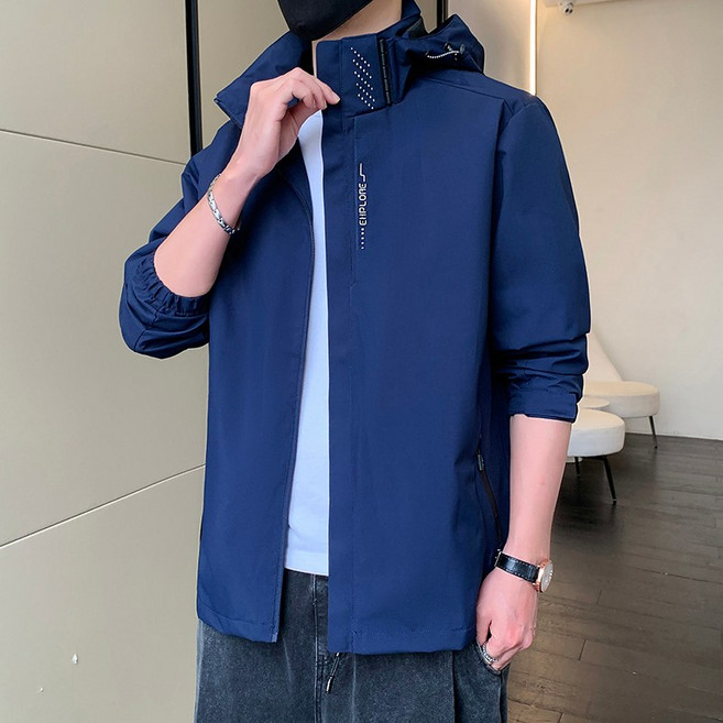 男衝鋒外套 素面外套 防潑水 風衣外套 薄款外套 連帽外套 落肩 寬鬆 情侶外套