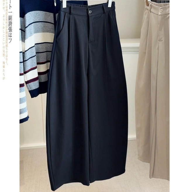 레이디매직 데일리 편안한 착용감 뒷밴딩 핀턱 와이드 슬랙스 모던핏 여성 롱 팬츠