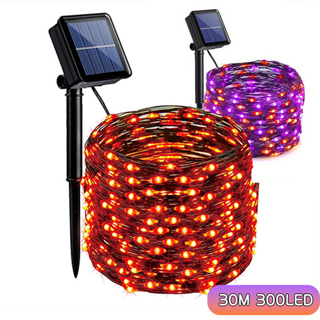 KELAKE 태양열 와이어 전구 300구 LED 줄조명 32M 야외장식용전구 / 파티 무드등, 오렌지