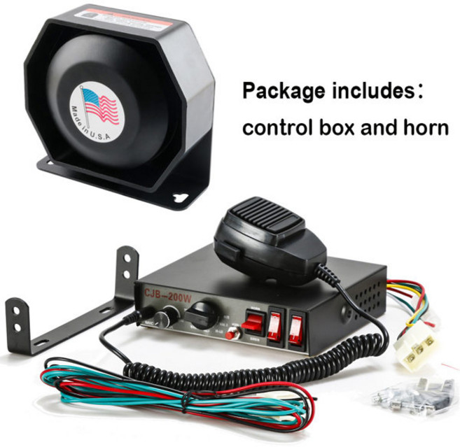 LED전구 경찰 사이렌 200W 12 24V 자동차 경고 경보 손잡이 마이크 조명 제어 스위치 자동차 소방차에 대한 비상 전자, [00] 12V용, [01] Set