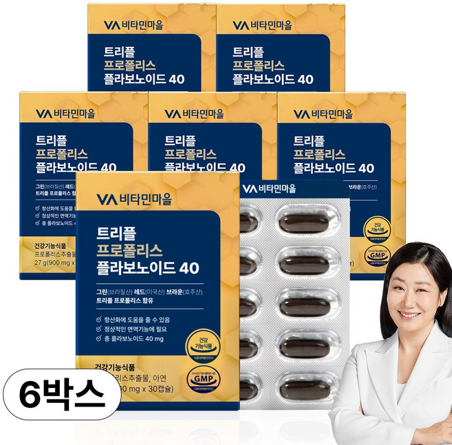 비타민마을 트리플 프로폴리스 플라보노이드 40mg, 6개, 30정