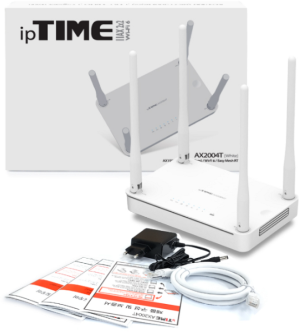아이피타임 1Gbps 유선 4포트 무선 AX1500 듀얼밴드 이지메시 2x2 WIFI-6 128MB 램 AX2004T