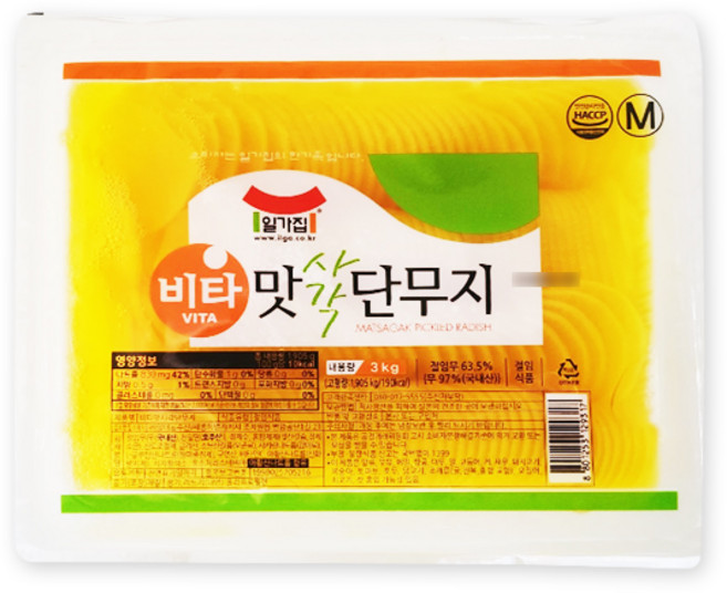 [일가집] 비타 맛온달단무지 3kg 원형단무지, 1개