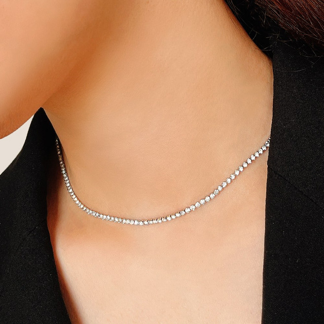 써지컬스틸 큐빅 목걸이 초커 골드 실버 2mm