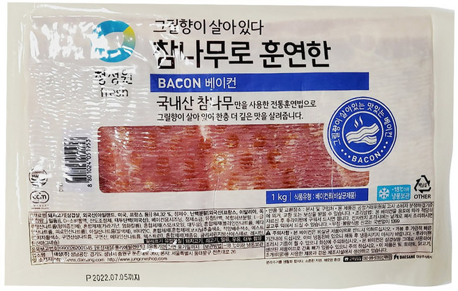 청정원 청정원 냉동 참나무로 훈연한 베이컨 1kg, 1개