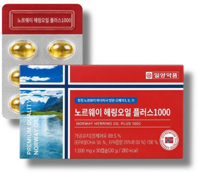 노르웨이산 헤링오일 오메가3 9 11 캡슐 복합지방산 고순도 혈행건강, 1개, 30정