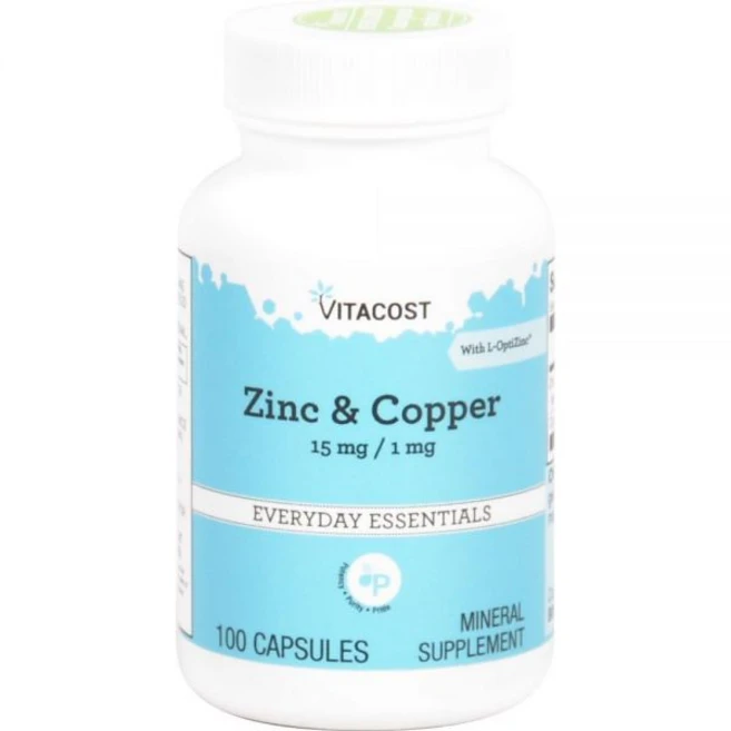 Vitacost Zinc Coppe 아연 구리 15 mg 100캡슐, 1개, 100정 - 쿠팡