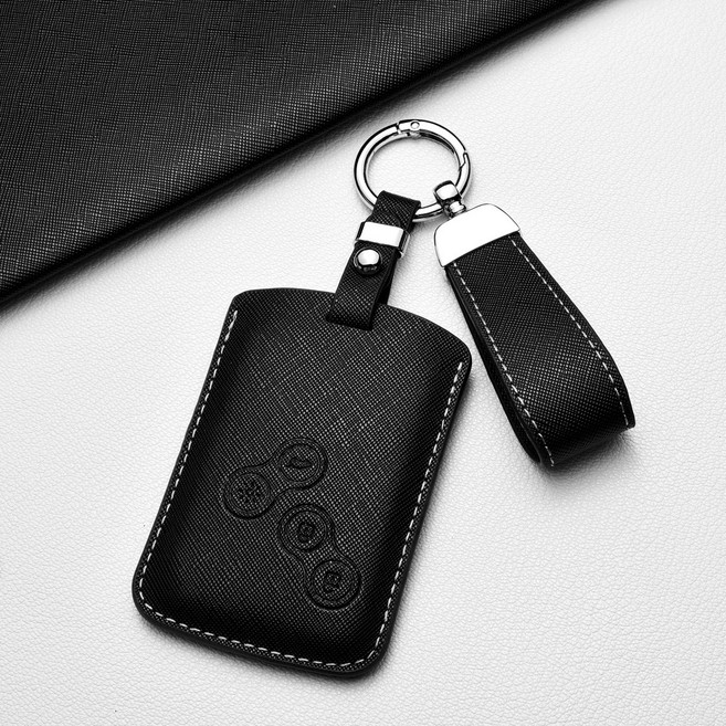 르노 고급 키 케이스 - 프라다 패턴 디자인 스크래치 방지 SM3/5/7 QM3/5 라구나 등 호환, 르노 C 타입, 매트 블랙