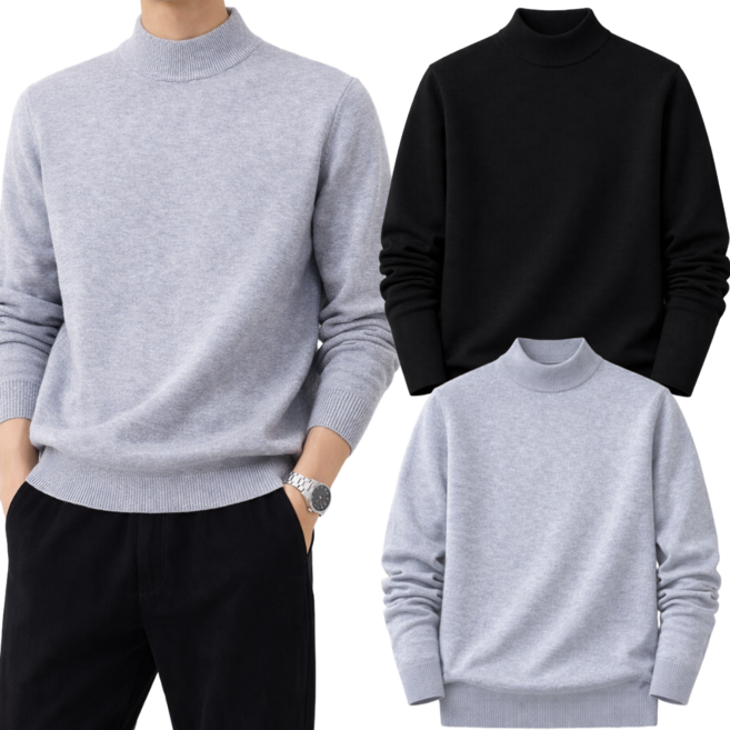 솔린 남자 봄 부드러운 착용감 반목 니트 티