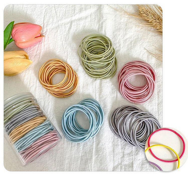 멜로우앤유 짱짱한 베이직 기본 머리 고무줄 대용량 머리끈 100P