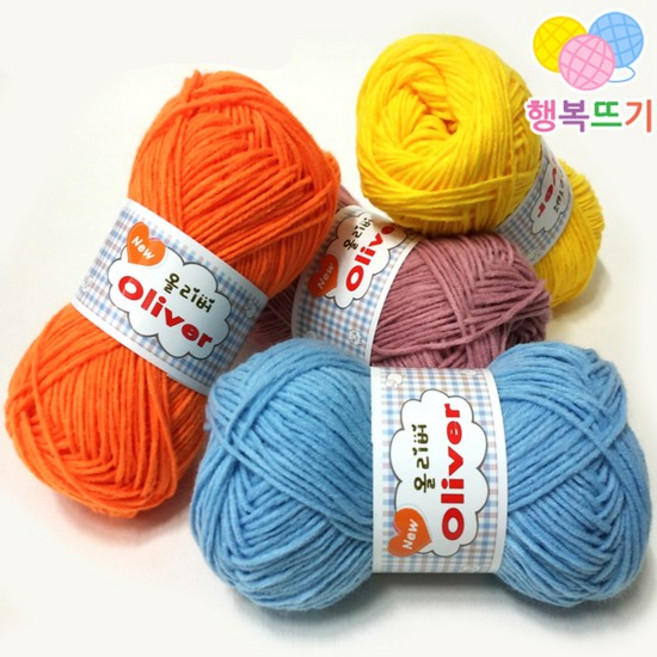 행복뜨기 올리버 털실 부드러운 블랭킷 모티브 코바늘실 뜨개실 인형실 모자실 목도리실 손뜨개질, 1개