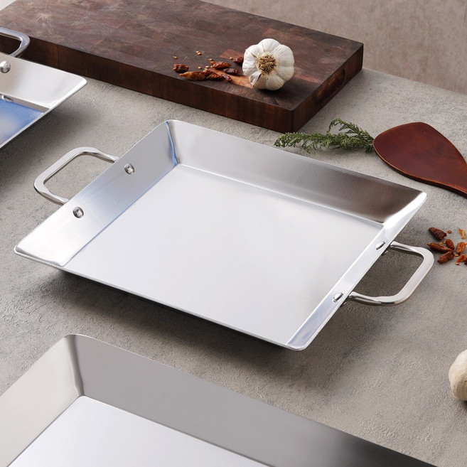 통3중 스텐 인덕션 사각 철판 닭갈비 떡볶이 곱창 호떡 전판 가정용 업소용 팬 판, 통3중 스텐 인덕션 사각 철판 1호