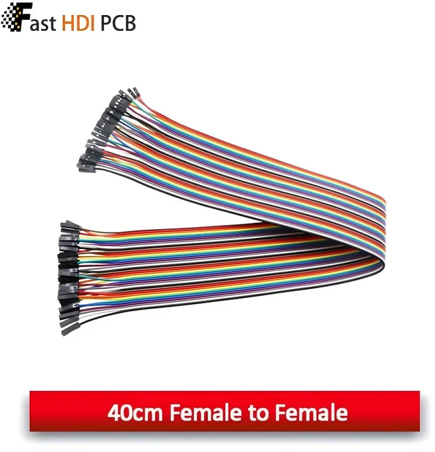 프리미엄 40핀 듀폰트 점퍼 와이어 레인보우 리본 케이블 피치 2.54mm 수-암/수-수/암-암 도금 & 분리가능, 14 Female to F 40cm