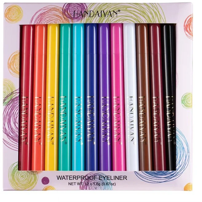 BLOWFISH FUGU컬러 아이라이너2p 붓펜 워터프루프 아이라이너 리퀴드 아이라이너12가지 색상리퀴드, 12색 세트, 1개 - 쿠팡