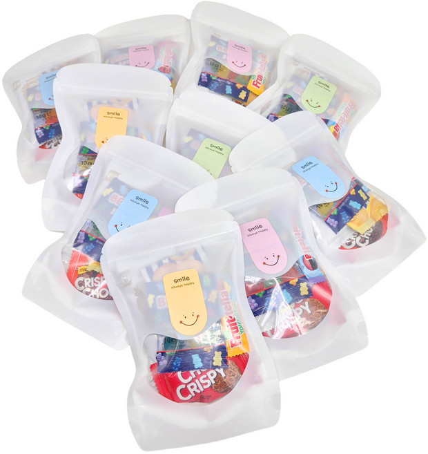 제이아트 스페셜지퍼백 단체간식 선물 과자 포장 수능 어린이집 답례품, 10개, 간식꾸러미