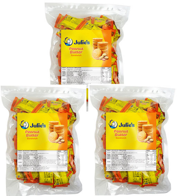 줄리스 피넛버터 샌드위치 802g/3개 대용량 간식 급식, 802g, 3개