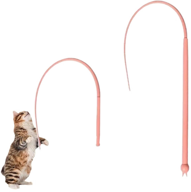 moon pet 실리콘 쥐꼬리 고양이 장난감 낚시대, 1개, 핑크