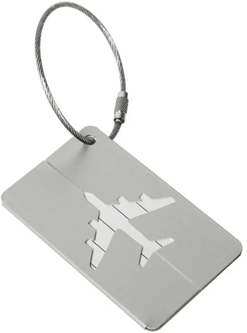 재사용 가능한 알루미늄 여행 수하물 태그 가방 라벨 스테인레스 스틸 루프 이름 ID 카드, 06 4