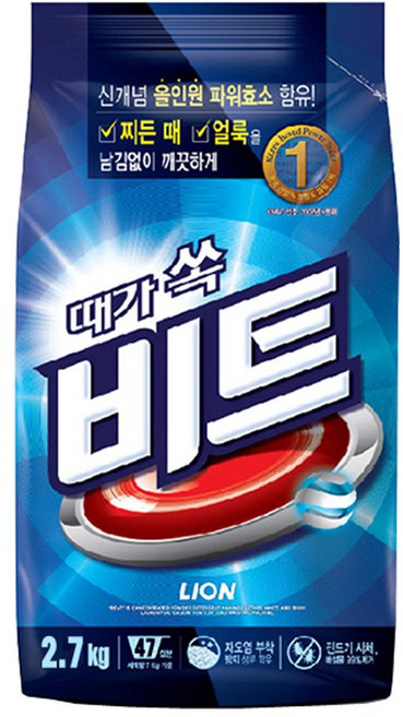 때가 쏙 비트 분말 세탁세제, 2.7kg, 1개