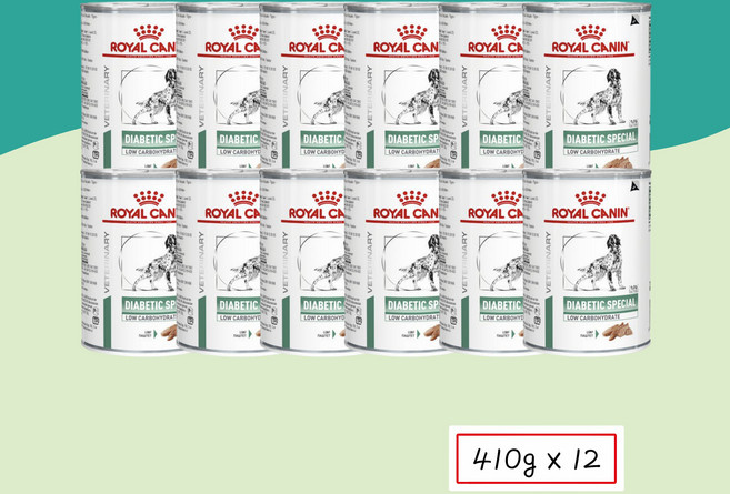 )당일발송( 로얄캐닌 독 다이아베틱 캔 410g x 12개 강아지 당뇨 처방식사료 12캔, 닭