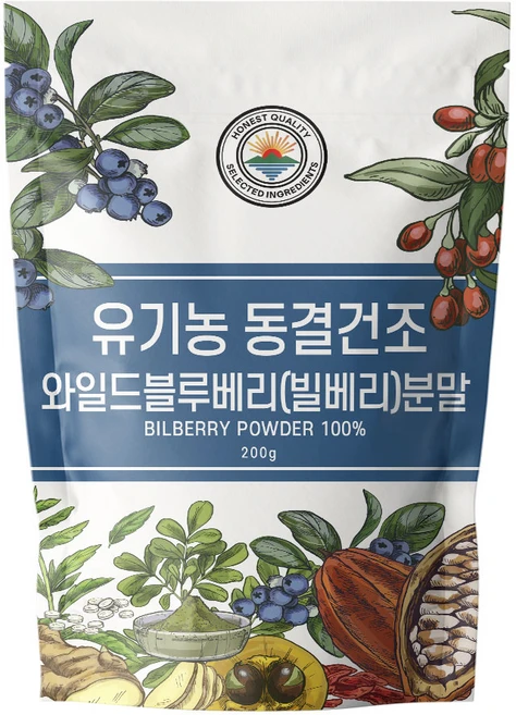 유기농 동결건조 빌베리 분말 실속형, 1개, 200g - 쿠팡