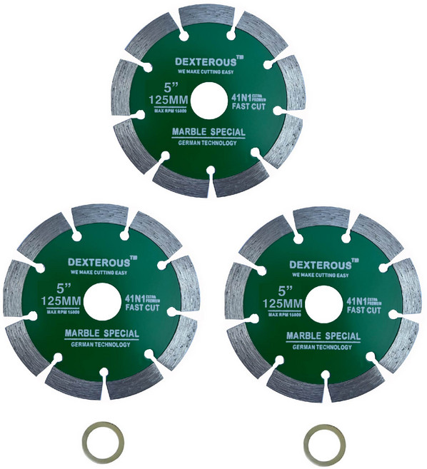 플로메리아 석재용 그라인더날 5인치 3개입 외경125mm 내경20mm 마른날 돌날 콘크리트 절단석 다이아몬드휠 화강암 컷팅 그라인더휠, 1세트
