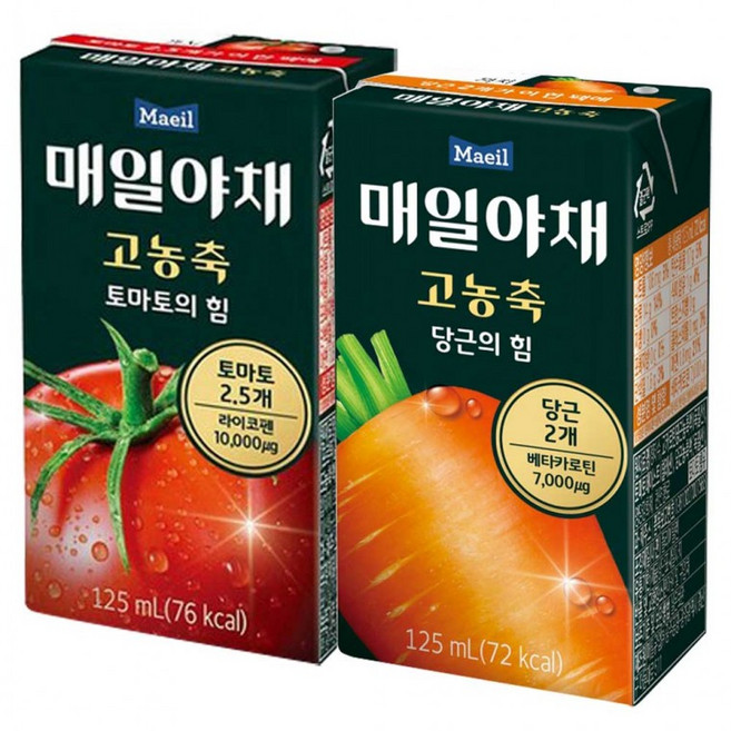 매일유업 고농축 토마토 125ml 24팩+당근 24팩, 48개
