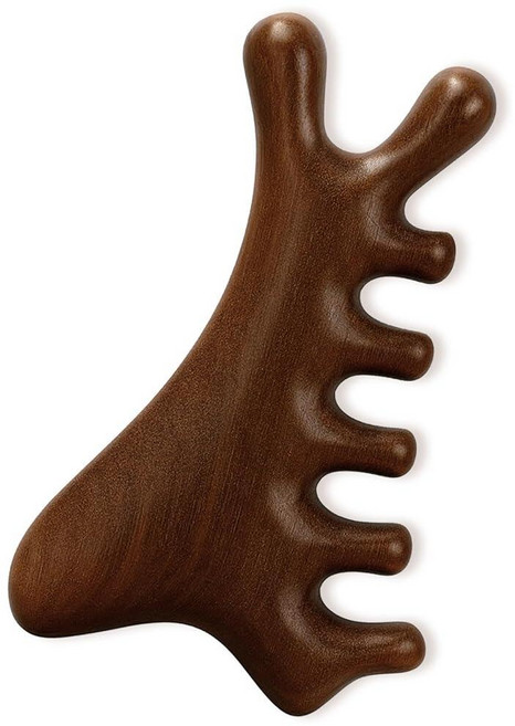 Brvlsoc Natural Sandalwood Gua Sha Tool - 림프 배수 턱라인 리프트 코 조각 및 두피 마사지를 위한 4-in-1 얼굴 바디 마사지기 여성용, 나무색
