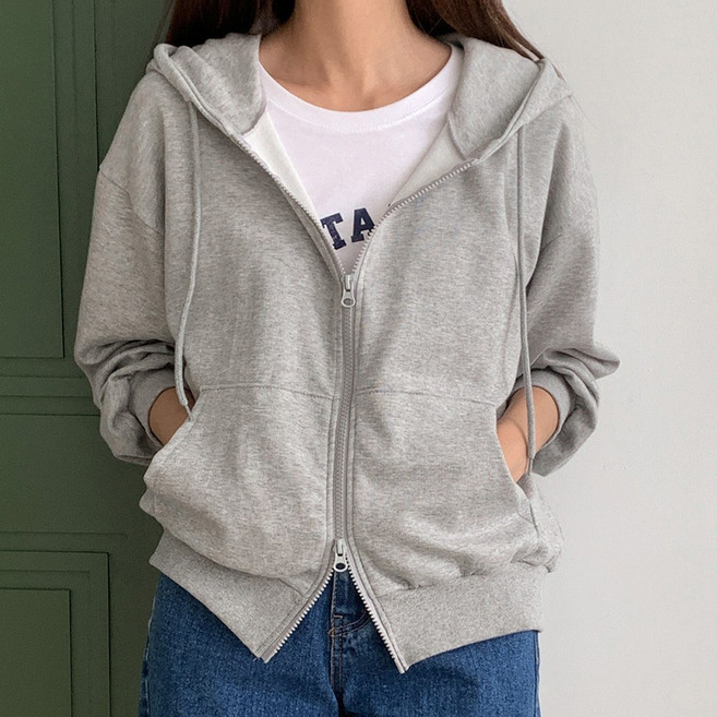 빅걸스토리 빅사이즈 여성 투웨이 캐주얼 숏 롱 후드 집업