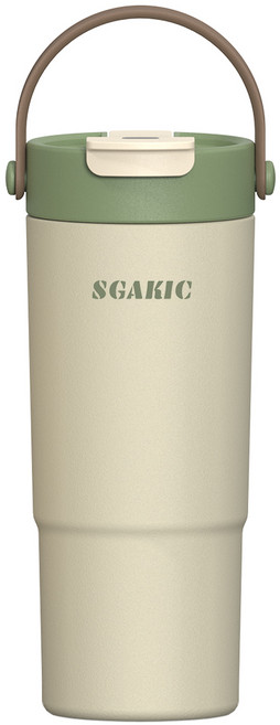 SGAKIC 진공 스텐 빨대 텀블러 보온보냉 차망 밀폐 워터보틀, 1개, 650ml, 카키