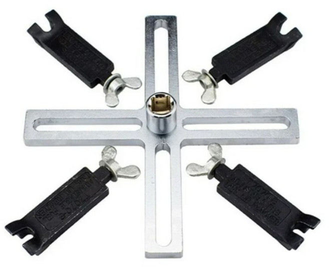 1세트 자동차 오일 연료 펌프 뚜껑 탱크 커버 캡 리무버 스패너 렌치 수공구 조절 가능., 01 실버