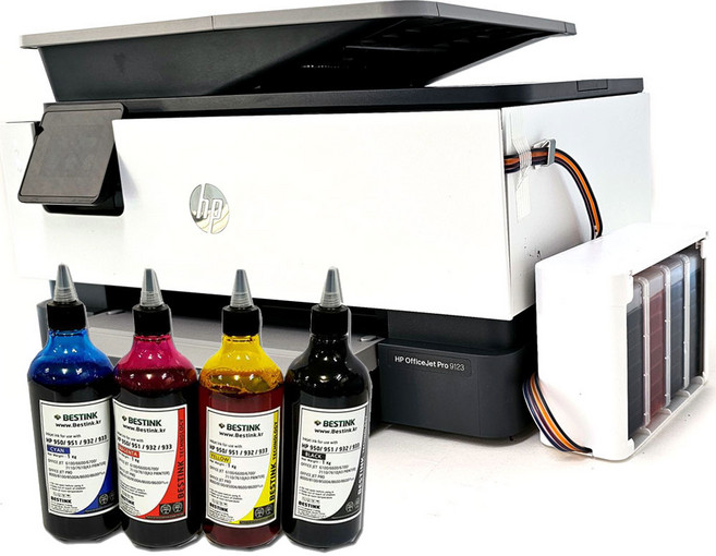 a4팩스복합기 hp9120 9123 무한잉크 hp8610 8710 9010 후속, HP9120+기본형잉크+500ml4색세트2리터추가