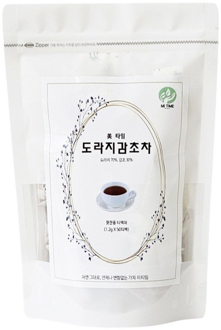미-타임 국내산 볶은 도라지 감초차 목관리에 좋은 차 PLA티백, 1개, 50개입, 1.2g