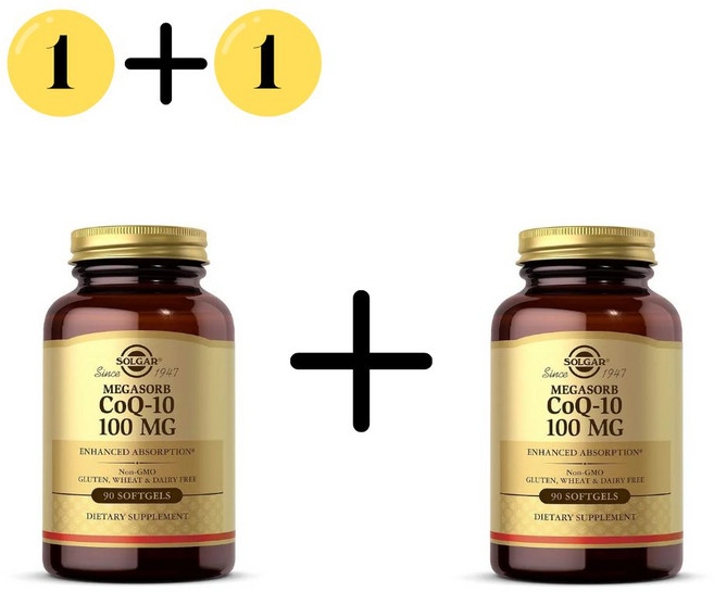 1+1 솔가 코큐텐 100mg 90캡슐 유비퀴논 카네카 코엔자임 비건 글루텐프리 논GMO, 2개, 90정