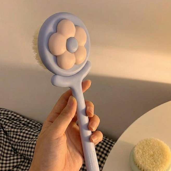 수상한상점 미세모 플라워 샤워 브러쉬 바디 브러쉬 등드름 각질제거 소프트털 목욕솔 여드름제거 브러쉬, 1개, 1개입, 보라