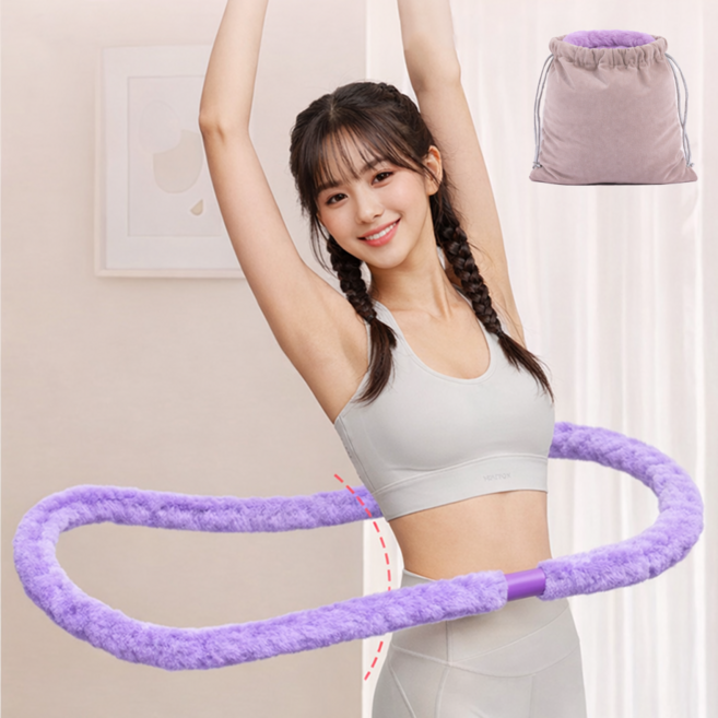 부드럽고 뱃살끼지 않는 풀커버 무소음 고탄성 소프트 개미허리 훌라후프, 1개, 퍼플, 1.5kg