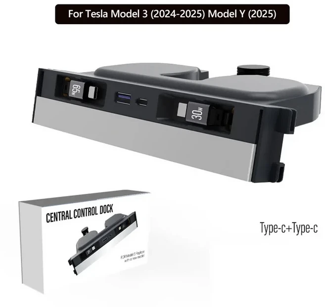 [호환] 테슬라 모델 Y 주니퍼 2025-2026 & 3 하이랜드 센터 콘솔 도킹 스테이션 액세서리용 USB 허브 충전, 02 Type-C and Type-C