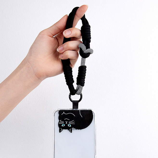 스마트폰용 캣 손목 스트랩, 블랙, 1개