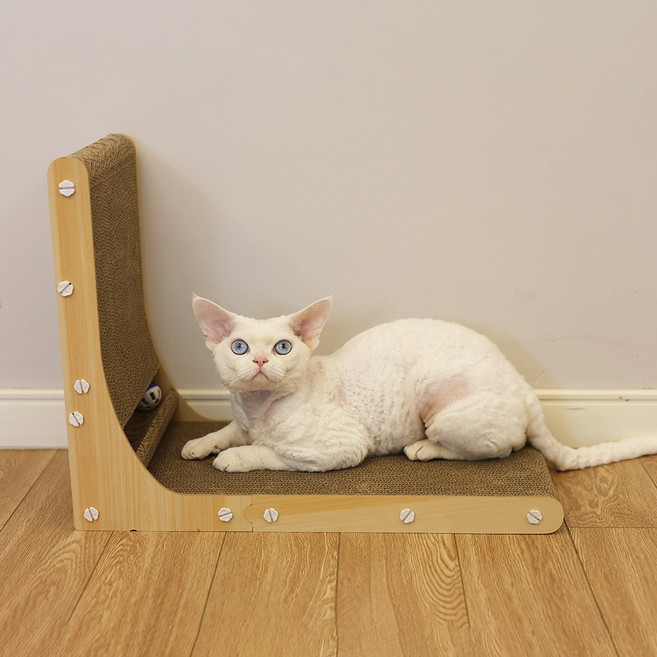 왕왕왕성 고양이 L자 수직 스크래쳐, 1개, 원목색